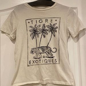 Women’s H & M White Print Tiger Shirt Size X-Small (Like New Condition)